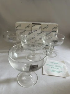 Princess House Crystal Heritage Dessert Bowls, Vtg Footed Glass Cups, Set of 4 - Picture 1 of 6