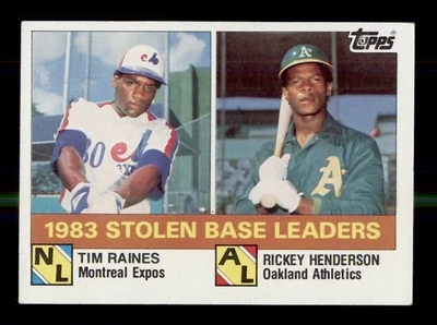 1984 TOPPS #134 TIM RAINES / RICKEY HENDERSON STOLEN BASE LEADERS - Image 1 of 2
