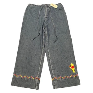 Disney Store Jeans Womens Small Blue Winnie the Pooh Crop Capri Vintage Embroid - Picture 1 of 12