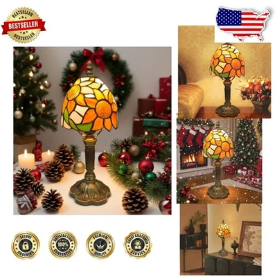 Lámpara de mesa antigua estilo Tiffany de 6" decoración de cabecera regulable LED de eficiencia energética Foto 1 de 4