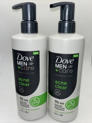 2pk DOVE MEN + CARE Limpiador de Cuidado Avanzado Acné Transparente para Piel Propensa al Acné 16.9oz Foto 1 de 2
