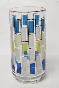 Vintage Libbey Nordic MCM Becher Longdrinkglas 5,5" blau grün gold - Bild 1 von 5