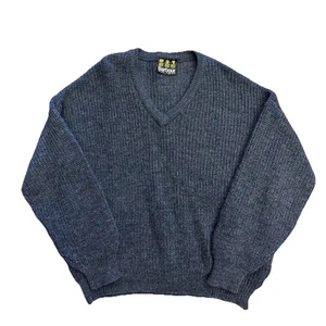 MAGLIONE VINTAGE BARBOUR 100% LANA BLU MAGLIA PULLOVER SCOLLO A V TG 42 (3) - Foto 1 di 6