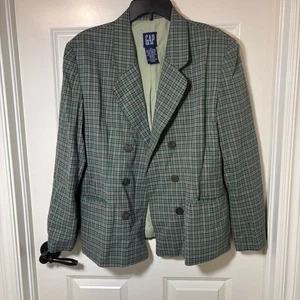 Gap Multicolored Plaid Cotton Blazer Jacket Women's Size 12 - Picture 1 of 7