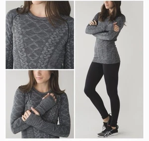 Lululemon Rest Less Braided reversible Long Sleeve top shirt Size 2 gray - Picture 1 of 12