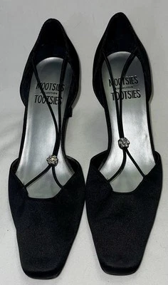 Mujer Mootsies Tootsies Negro Satinado Tacones con Acento Estrás Talla 6.5 Foto 1 de 4