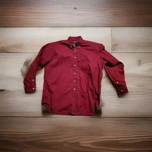 Polo Ralph Lauren Blake LS Cotton Button-Down Maroon Shirt Large EUC - Picture 1 of 5