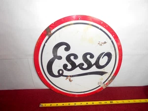 VINTAGE 14 Zoll ESSO BENZIN & ÖL COMPANY WERBESCHILD METALL - S 14 C - Bild 1 von 10