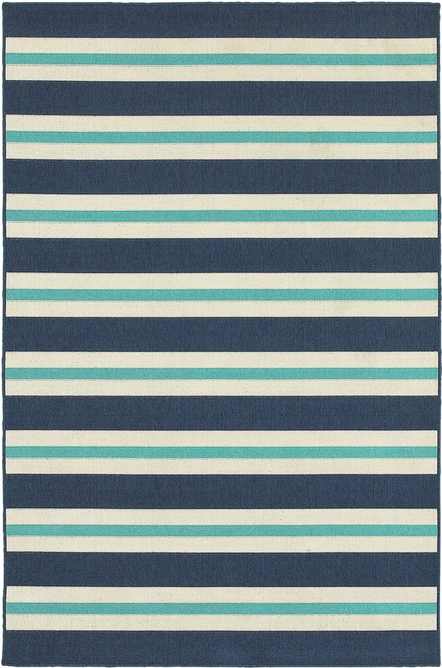 9x13 Sphinx Blue Lines Stripes Rows Striped Area Rug 5701B - Aprx 8' 6" x 13' 0" - Image 1 of 1