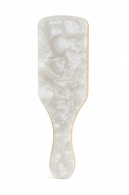 🤍 Mini cepillo de pelo blanco perla cerdas de jabalí – Elegante desenredante para uso diario Foto 1 de 3