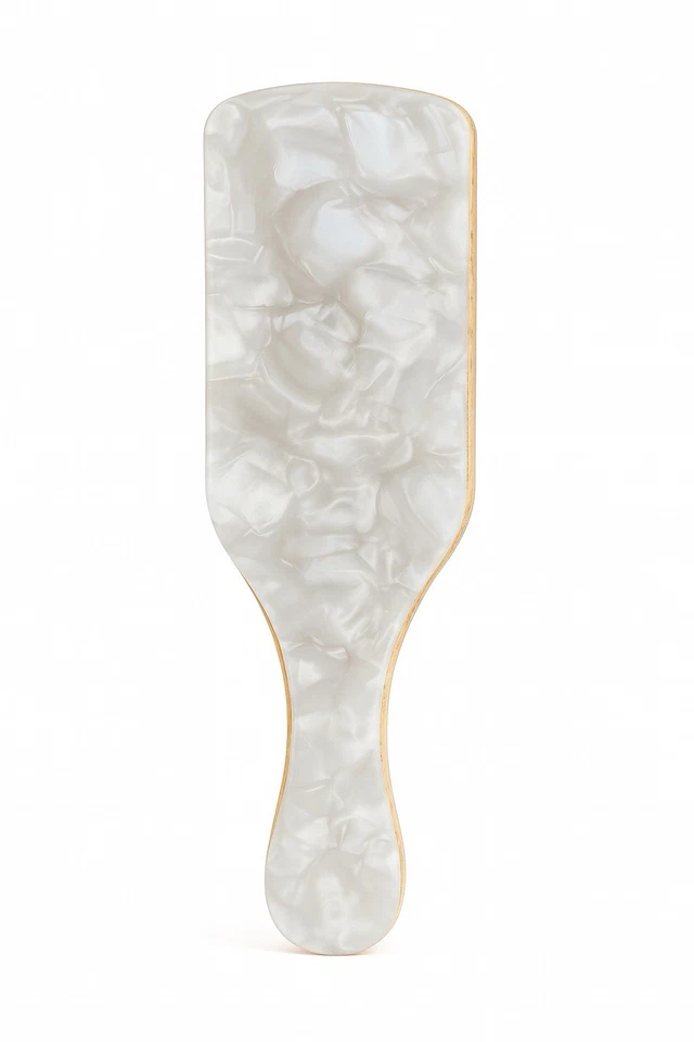 🤍 Pearl White  Mini boar Bristles Hair Brush– Elegant Detangling for Daily Use - Image 1 of 3