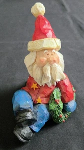 Vtg Resin Sitting Santa Figurine 5"X4" Christmas Holiday - Picture 1 of 10