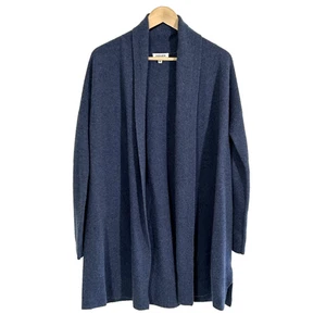 Haven Cashmere Sweater Size Small Open Front Long Blue Cardigan Jacket Preppy - Picture 1 of 6