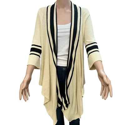 Anthropologie Sparrow Striped Cardigan Small Open Front Draped Preppy Coastal - Image 1 of 4