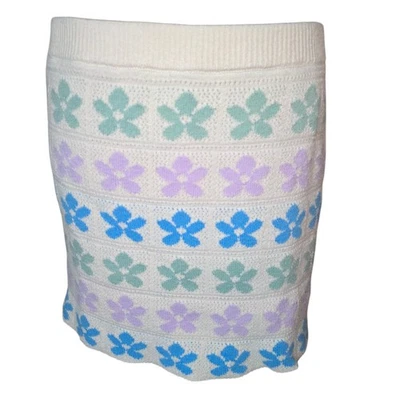 Minifalda Tejida American Eagle L Pastel Fair Isle Floral Y2K Cottagecore Suave  Foto 1 de 4
