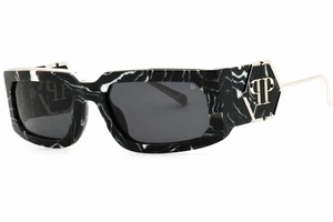 PHILIPP PLEIN SPP119M 0Z21 Sunglasses Marble Black Frame Grey Lenses 58mm - Picture 1 of 4