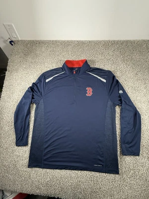 Majestic Men's 1/4 Zip Sweatshirt Boston Red Sox XL Blue MLB - Image 1 of 4