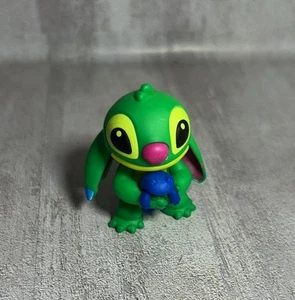 Disney's Stitch Holding A Frog Neon Green Blue Frog Friend Pvc Mini Figure 1H - Picture 1 of 8