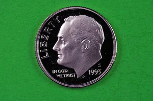 1993-S Deep Cameo Roosevelt Dime US GEMMA Moneta Proof (c/n rivestita) - Foto 1 di 1