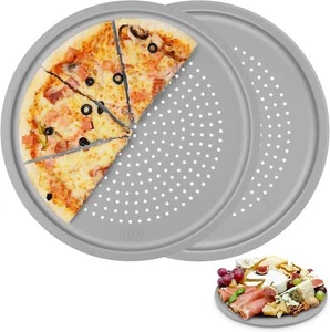 LYNG Pizza Pan 16 Inch, 2 Pack Silicone Nonstick Tray For Oven, Gray - Picture 1 of 7