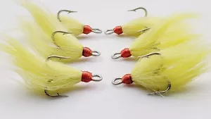 6 ganchos teaser agudos vestidos Bucktail (# 2, natural/blanco apagado) 3561E OJO CERRADO - Imagen 1 de 8