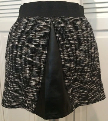 Victoria's Secret Black and White Skirt with Faux Leather Inserts - Size XS NWOT - Image 1 of 3