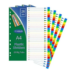 4Pcs Binder Dividers A4 26 Tabs A-Z Subject File Divider Plastic Index Multip... - Picture 1 of 7