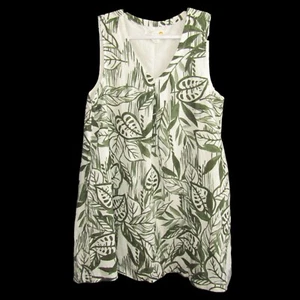 C&C California Linen Shift Dress Size L Tropical Leaf Print Sleeveless Lined - Picture 1 of 9