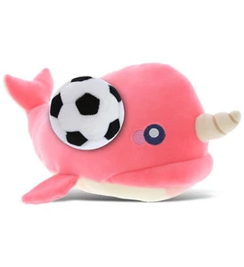 PLUSH SOCCER BALL - BABY SOFT PLUSH - PINK NARWHAL - Picture 1 of 6