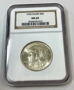 1936 Silver Elgin Half Dollar Coin NGC MS65 - Picture 1 of 2