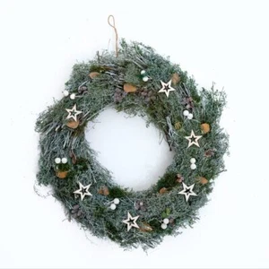 Frosted Farmhouse Wreath with Stars 48cm - Picture 1 of 4