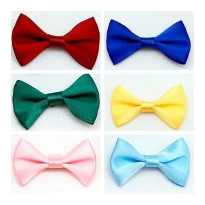 100Pcs 4*2.5cm Mini Satin Ribbon Bowknot Hair Clips Wedding Crafting Scrapbook - Image 1 of 4