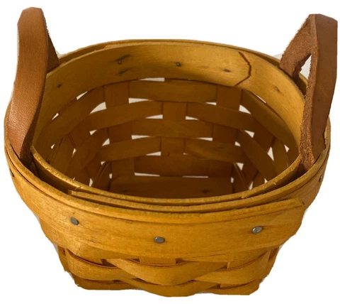 Longaberger 1997 Classic Thyme Booking Basket w/ Leather Handles, Missing Tag Cover