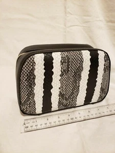 NEU Estee Lauder Schwarz Weiß Schwarz Make-up Kosmetiktasche Etui Faux Krokodil Grau - Bild 1 von 4