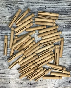 45 Vintage Holz Wäscheklammern Rundkopf Flat Top ~ 3,75" Lesen Sie unten - Bild 1 von 6