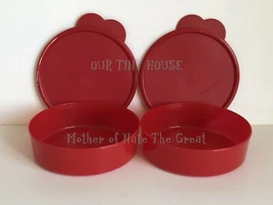 Tupperware Big Wonders Bowls Set 2 Cereal Salad Snack Containers Red 2-Cup New - Picture 1 of 6