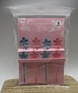 Food  Picks clear sakura Pink blue 8pcs For Pintxos Lunch Box Bento DAISO - Picture 1 of 2
