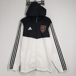 Giacca a vento Adidas Real Salt Lake Tiro uomo XS bianca nera cappuccio zip intera - Foto 1 di 24