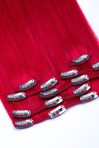 7 Tressen Clip In Extensions Echthaar 70g/100g 35-70cm #red rot - Bild 1 von 2