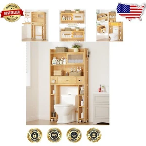 Stylish 3-Level Over The Toilet Storage with Adjustable Feet for Easy Access - Picture 1 of 11