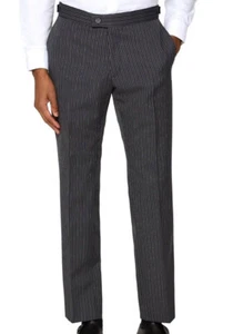 Mens Grey Pinstripe Trousers Wool Funeral Director Morning Suit Wedding Masonic - Picture 1 of 10