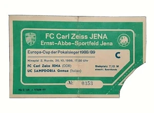 Orig. Ticket EC 88/89 Carl Zeiss Jena Sampdoria Genua Eintrittskarte DDR Italia - Bild 1 von 2