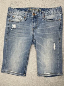 American Rag Cie Womens Juniors Denim Distressed Stretch Blue Jean Shorts Size 3 - Picture 1 of 15