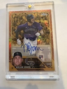 2023 Topps Gilded Collection Nolan Jones Gold Etch Auto Rose Gold 10/25 Rockies