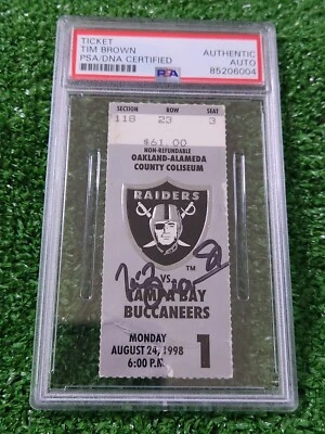 Tim Brown Signed Oakland Raiders 1998 game 1 ticket stub PSA Auto - Image 1 of 2