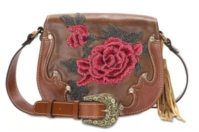 Bolso de montar Patricia Nash EURO WESTERN ROSE marrón Salerno de cuero con herramientas RARO Foto 1 de 4
