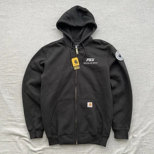 NWT Carhartt Full Zip Hoodie Midweight Sweatshirt K122 Black Mens Small Workwear - Picture 1 of 10