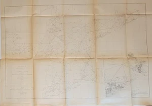 Triángulo Geodetic Survey 1882. mapa NY MA CT RI NH Hudson St. Croix Lake Ontario - Imagen 1 de 16