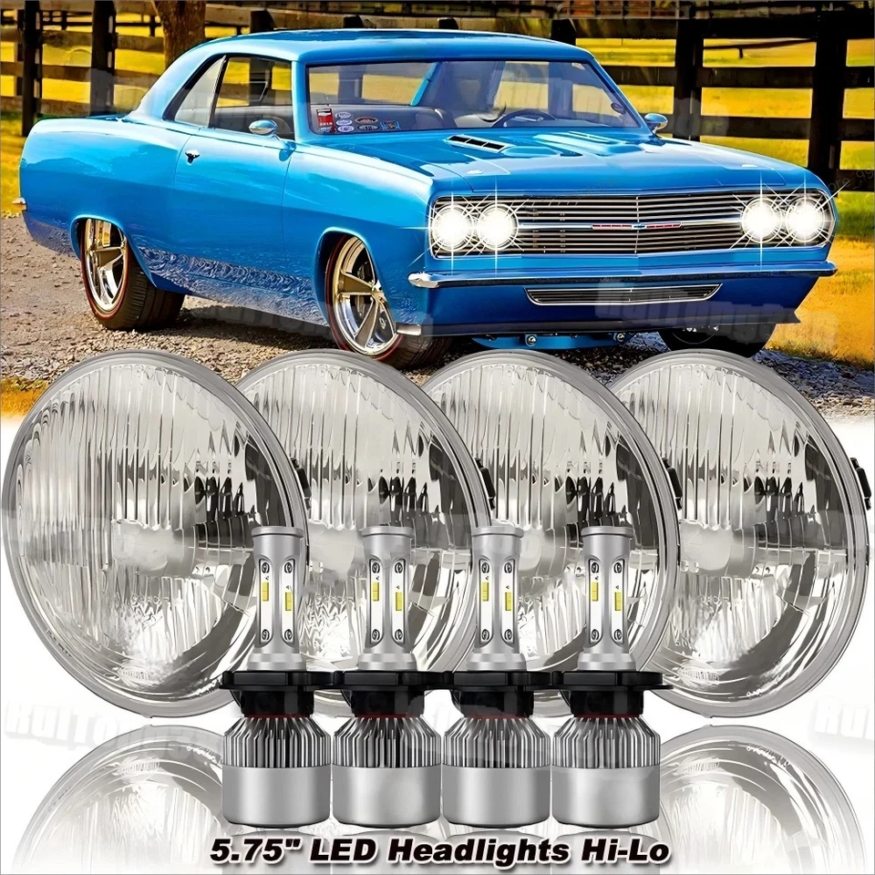 Faros LED de haz alto/bajo de 5-3/4"" 5,75"" para Chevy Corvette Chevelle 4 piezas Foto 1 de 4