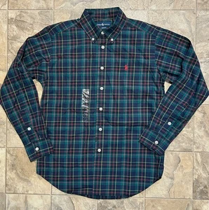 Ralph Lauren Jugend Jungen Gr. M 12/14 marine kariert Langarm Button-Down - MÄNGEL - Bild 1 von 15